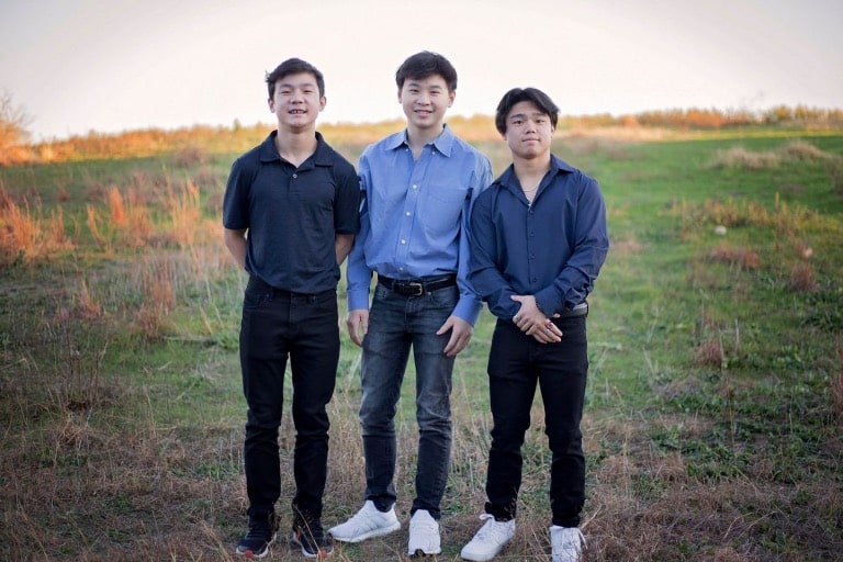 Asher Hong and his two brothers, Xander Hong (middle), and Kiefer Hong (left)