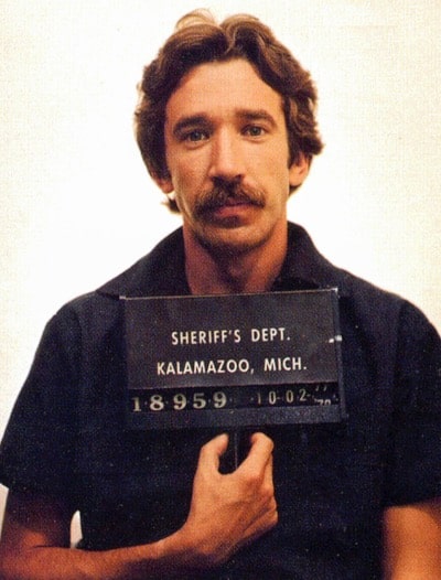 Facial photo of Tim Allen after being arrested on cocaine charges in Michigan in the 1970s